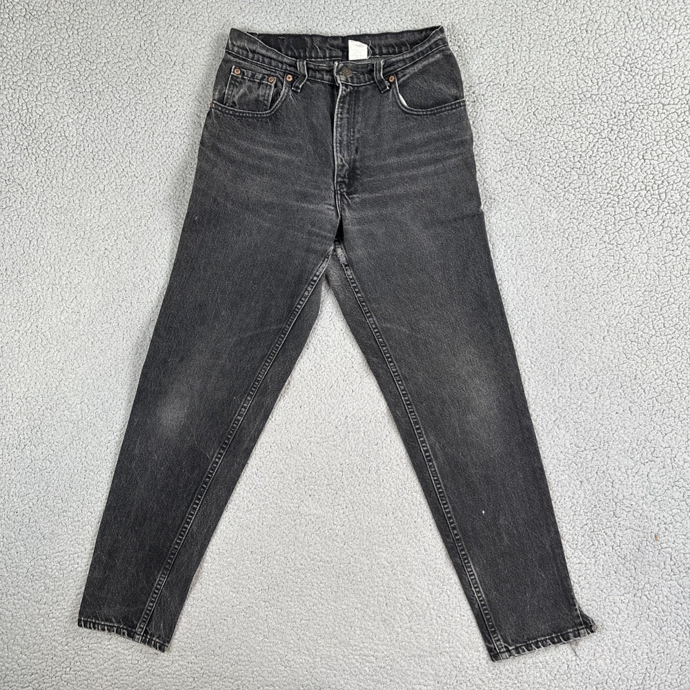 VTG 90's Levi's 17550-0260 Jeans Women 9M Black Tapered Whiskered Made in USA